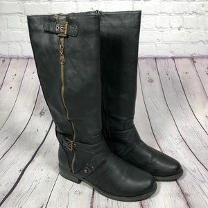 Guess, black faux leather riding boots
